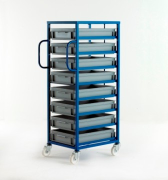 Mobile Tray Rack complete with 8 x Euro Containers 118mm high (200kg)