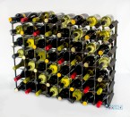 Classic 56 bottle black stained wood and galvanised metal wine rack ready assembled
