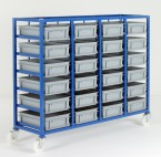 Small Parts Storage Tray Rack complete with 24 x Euro Containers 120mm high (200kg)