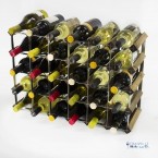 Classic 30 bottle black stained wood and black metal wine rack ready assembled