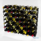 Classic 56 bottle black stained wood and black metal wine rack ready assembled