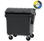 1100 Litre Wheeled Bin With 4 Wheels And Roll Top Lid