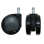 75mm Castor Wheels (Black) - 75mm Wheel Diameter, 10mm x 22mm Push Fit Stem, 75kg Weight Rating, PA/ PU / Steel
