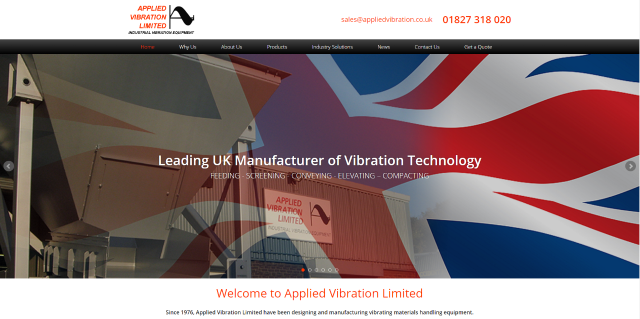 Showcasing Applied Vibration Limited's product handling solutions with new website launch
