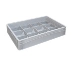 Glassware Stacking Crate (600 x 400 x 120mm) with 12 (135 x 114mm) Cells - Solid Sides and Base