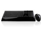 USB Slim Full Size Keyboard & Mouse with Piano Glossy Finish - Black