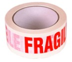 Fragile Packaging Tape - 50mm x 66mts - White PrePrinted - Fragile
