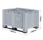 Large Vented Plastic Pallet Box with Runners (1200 x 1000 x 770mm) - 670 Litre Capacity