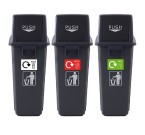60 Litre Recycling Bins - Set Of 3 Complete With Stickers