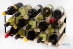 Classic 15 bottle pine wood and black metal wine rack ready assembled