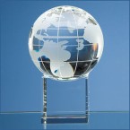 10cm Optical Crystal Globe on a Clear Cr