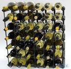 Classic 42 bottle black stained wood and black metal wine rack ready assembled
