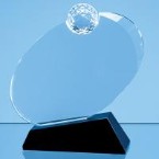 17cm Optical Crystal Golf Ball Award Mounted on an Onyx Black Base