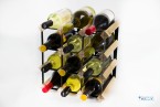 Classic 12 bottle pine wood and black metal wine rack ready assembled
