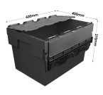 Large Recycled Plastic Attached Lid Container - 70 Litres (600 x 400 x 370mm)