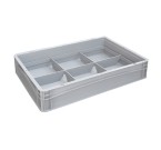 Glassware Stacking Crate (600 x 400 x 120mm) with 6 (181 x 173mm) Cells - Solid Sides and Base