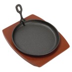 Cast Iron Round Sizzler with Wooden Stand