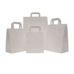 Premium Flat Handle White Paper Carrier Bags