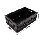 WALTHER Conductive Folding Container with ESD Logo in Black (600 x 400 x 220mm)