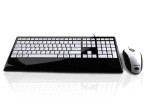 USB Slim Full Size Keyboard & Mouse with Piano Glossy Finish - Black & White