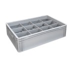 Glassware Stacking Crate (600 x 400 x 170mm) with 12 (135 x 114mm) Cells - Solid Sides and Base