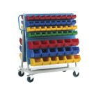 Double Side Louvre Panel Trolley - 2 Panels High With 72 x Size 2 and 36 x Size 3 Picking Bin Containers