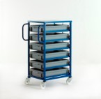 Mobile Tray Rack complete with 6 x Euro Containers 118mm high (200kg)