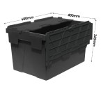 Black Storage Box Crates - 65 litre (600 x 400 x 365mm) Recycled Plastic