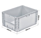 Basicline Plus (800 x 600 x 420mm) Open End Euro Picking Container with Translucent Door