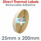 025200DTNRW1-1000, 25mm x 200mm, Direct Thermal Labels, Removable Adhesive, 1,000 per roll, For Larger Label Printers