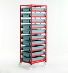 Mobile Tray Rack complete with 10 x Euro containers 120mm high (200kg)