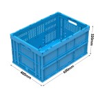 WALTHER Folding Container in Blue With Ventilated Sides And Solid Base (600 x 400 x 320mm)
