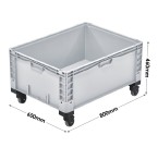 Basicline Plus (800 x 600 x 460mm) Euro Container With Braked Wheels