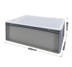 Basicline Euro Container Case (600 X 400 X 285MM) with Clear Lids and Hand Holes