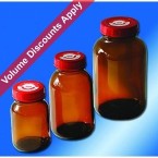 Behr Wide Mouth Bottles 1000ml Amber B00218526 - Wide-mouth bottles&#44; clear and amber glass&#44; PTFE-lined screw caps