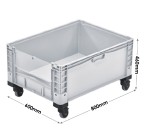 Basicline Plus (800 x 600 x 460mm) Open End Euro Picking Container With Translucent Door And Wheels
