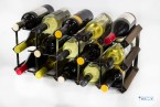 Classic 15 bottle dark oak stained wood and galvanised metal wine rack ready assembled