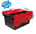 Large Recycled Plastic Hinged Lid Container (710 x 460 x 368mm) 80 Litres