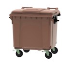 Brown 1100 Litre Wheeled Bin With 4 Wheels And Flat Top
