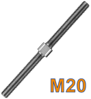 Tensioning Screw with RH/LH External Thread M20 133mm Thread Length