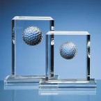 19cm Optical Crystal Golf Ball Rectangle Award