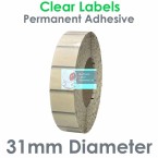 031DIACPNPC1-4000, 31mm Diameter Circular, CLEAR Polypropylene Label, Permanent Adhesive, FOR LARGER LABEL PRINTERS