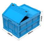 WALTHER Folding Container With Attached Hinged Lid in Blue (800 x 600 x 455mm)