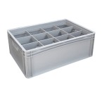 Glassware Stacking Crate (600 x 400 x 220mm) with 12 (135 x 114mm) Cells - Solid Sides and Base