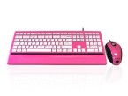 USB Slim Full Size Keyboard & Mouse with Piano Glossy Finish - Pink
