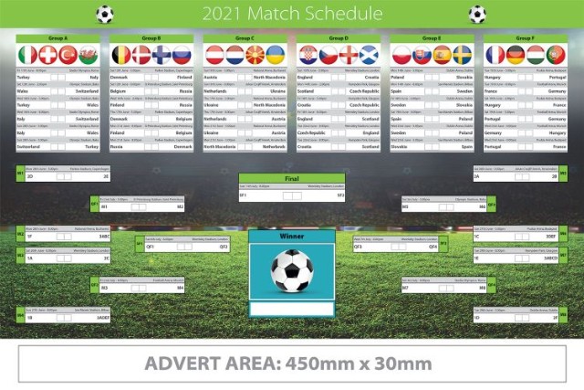 2021 European Football Championships Wall Planner