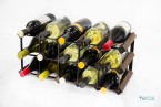 Classic 15 bottle dark oak stained wood and black metal wine rack ready assembled