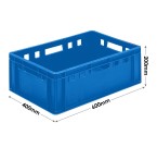 Plastic Meat Crate (600 x 400 x 200mm) 40 Litre Blue Stacking Container