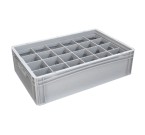 Glassware Stacking Crate (600 x 400 x 170mm) with 24 (89 x 85mm) Cells - Solid Sides and Base