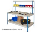 Rivet Workstation Bench (200Kg UDL) with Full Undershelf